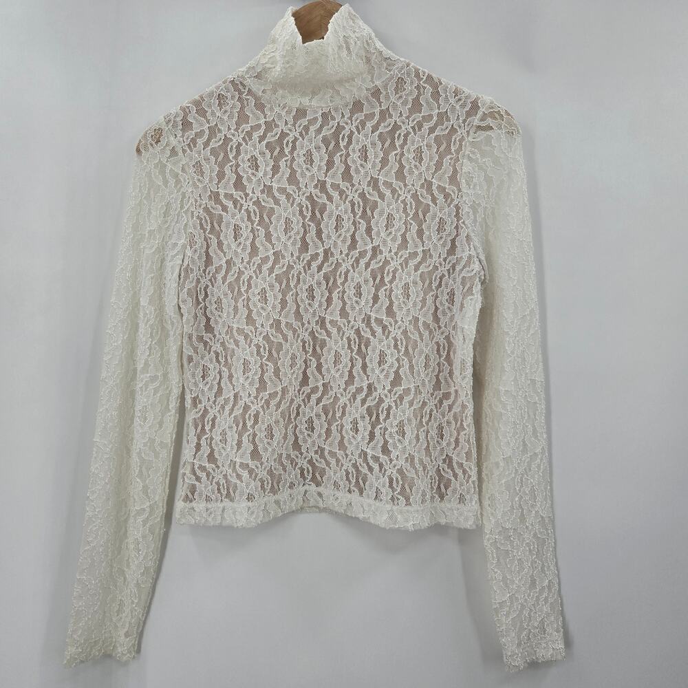 Judith Hart Women Vtg 90s Coquette Fairy Whimsy Victorian Semi-sheer Lace Top S